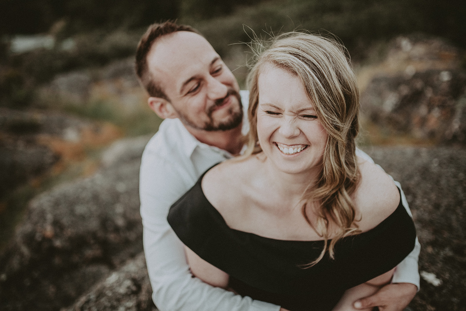 Victoria BC engagement photography. Couple in love in an rural setting