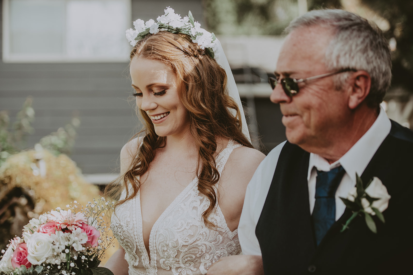 father walking the bride down the isle captured by Vancouver Island wedding photographer Kelsey Goodwin