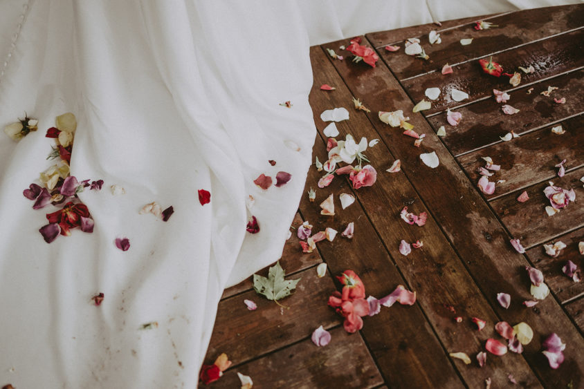 Wedding dress flower petals